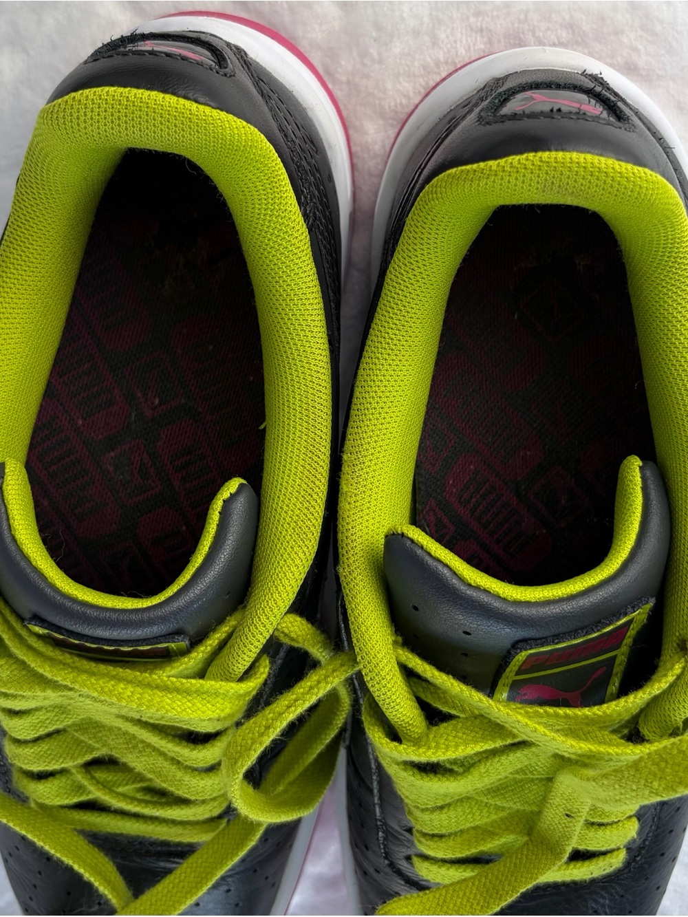 Puma California color block Sneakers gray with Neon Green Laces Women’s Size 8 - Picture 6 of 10